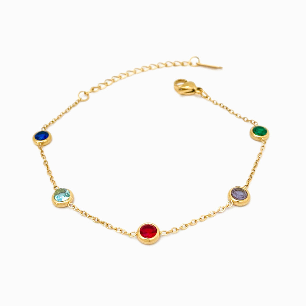 Pulseira com Brilhantes em Aço Inoxidável