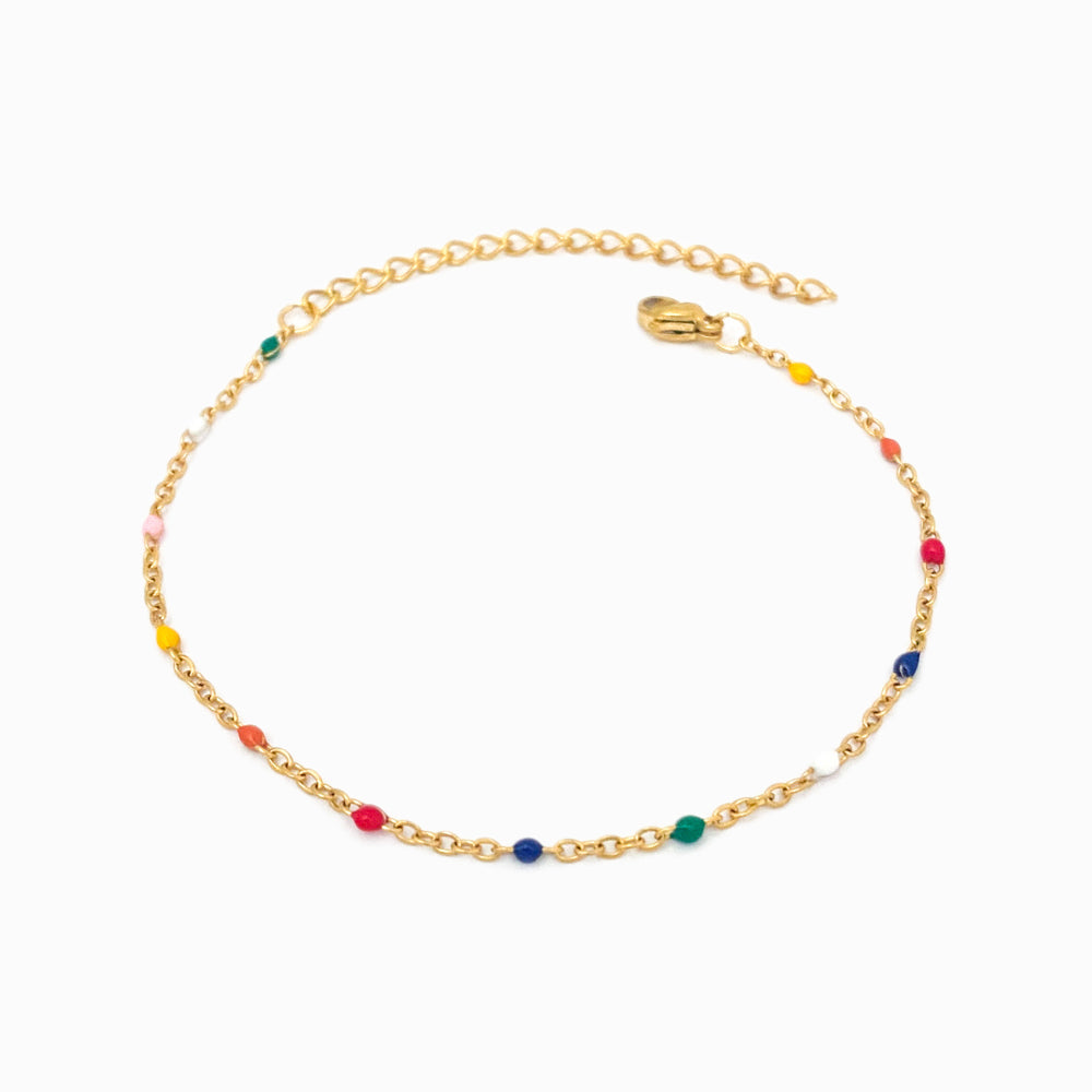Pulseira de Pé Colorida em Aço Inoxidável