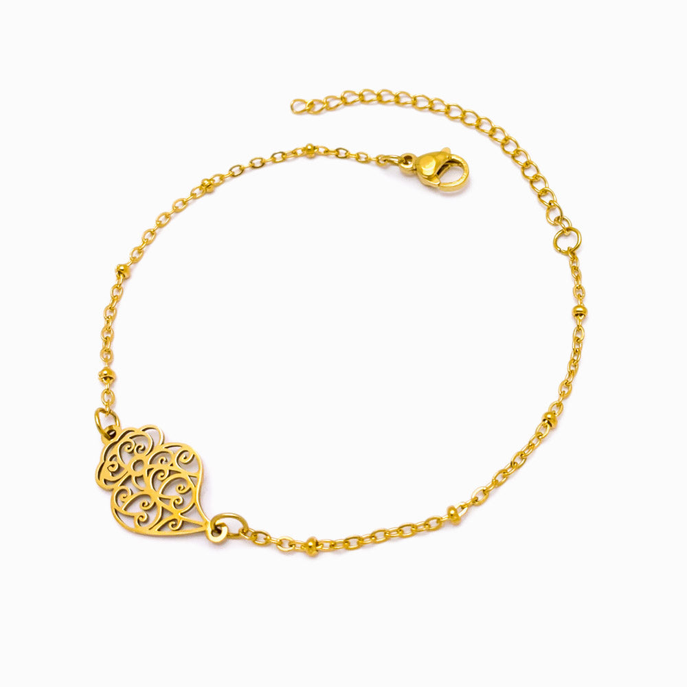 Pulseira Coração de Viana em Aço Inoxidável - Bracelete Artesanal