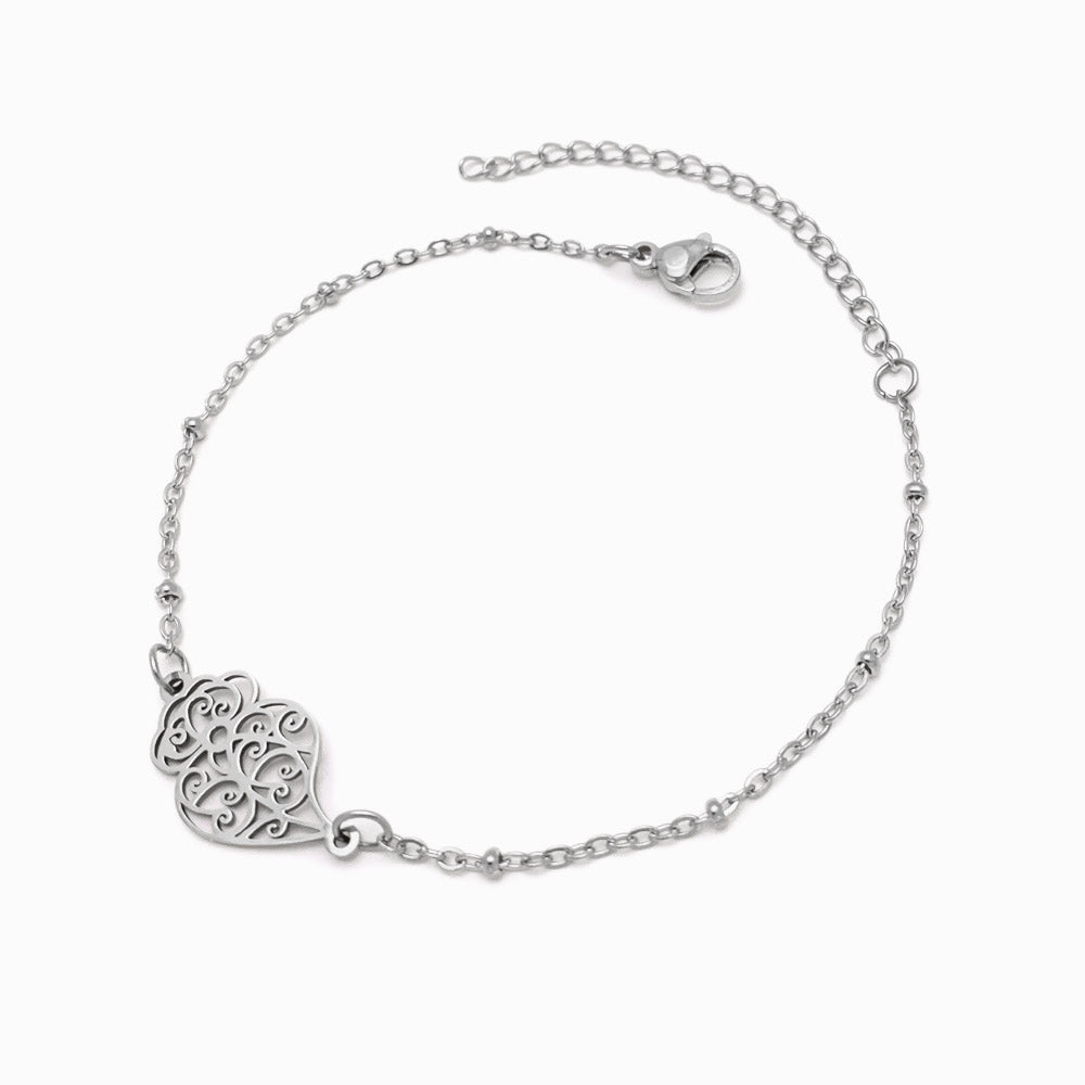 Pulseira Coração de Viana em Aço Inoxidável - Bracelete Artesanal