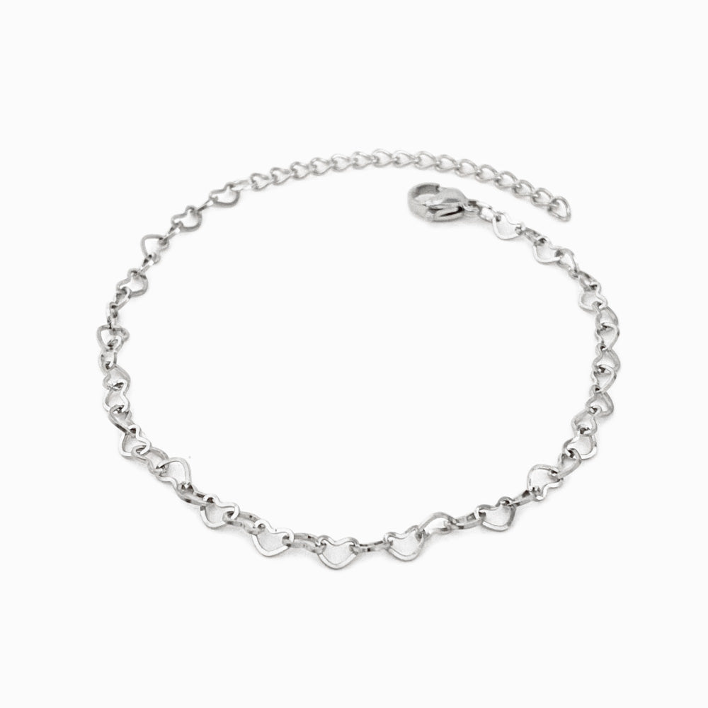 Pulseira Corações 3.2mm em Aço Inoxidável
