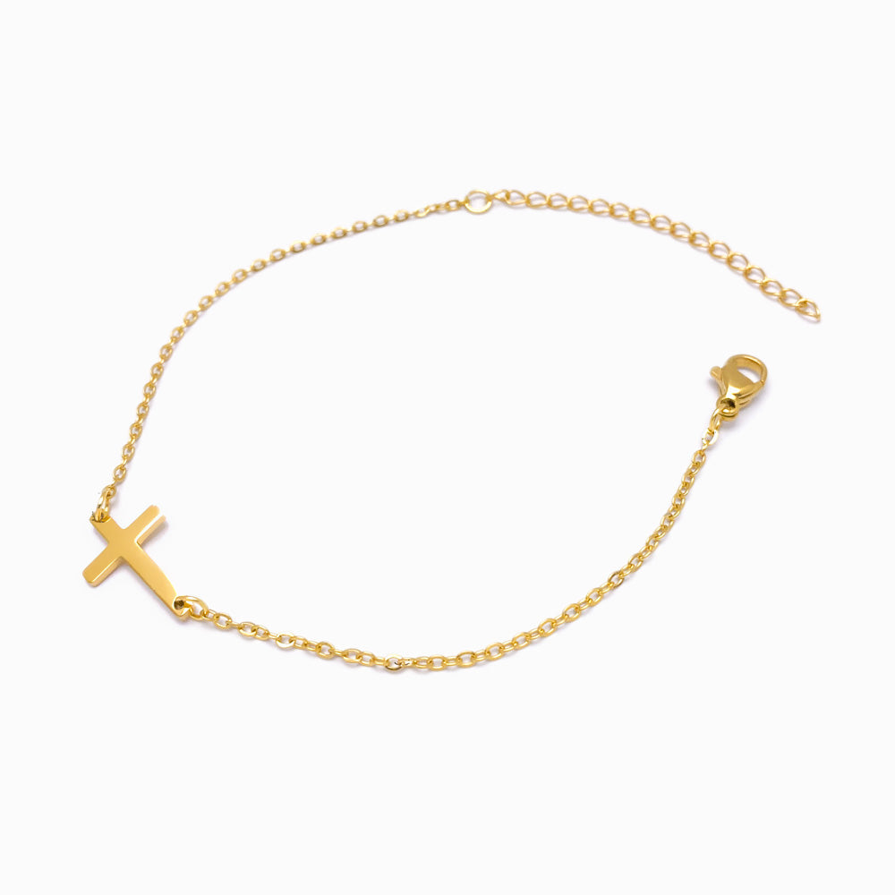 Pulseira Cruz em Aço Inoxidável