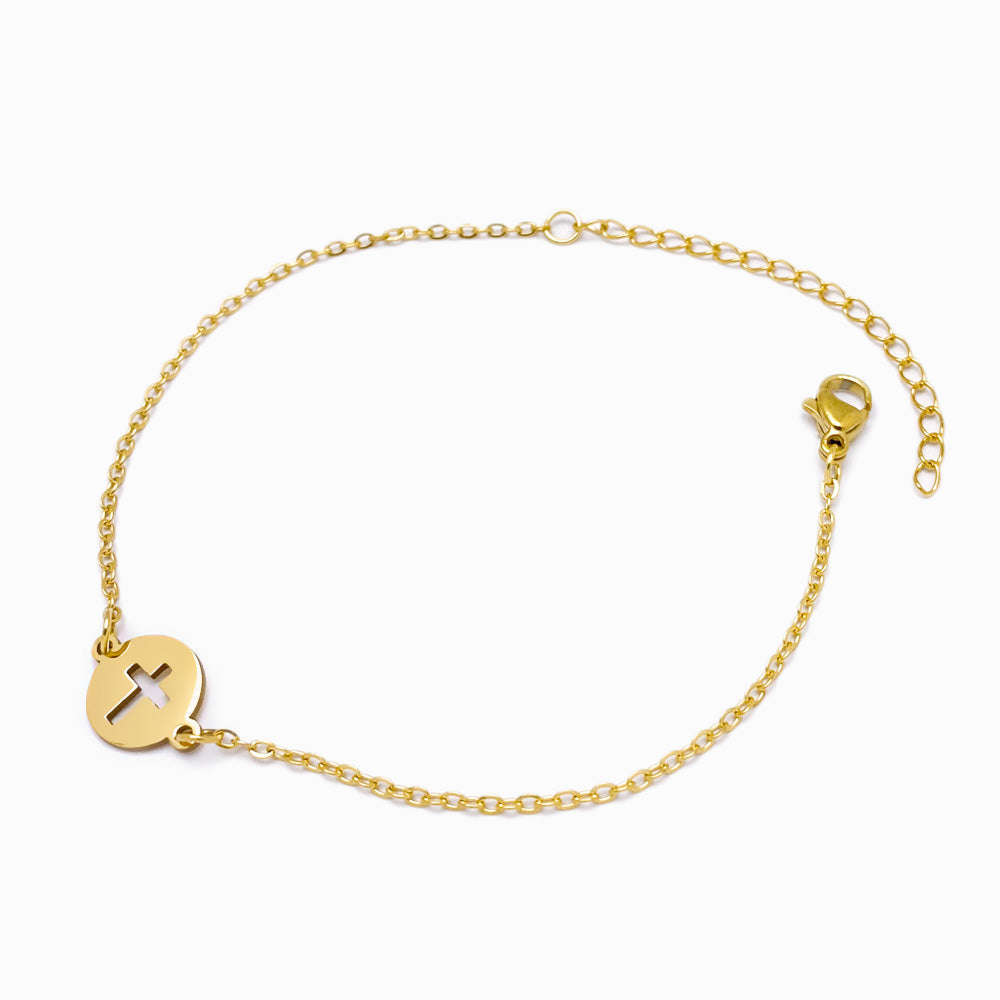 Pulseira Cruz em Aço Inoxidável