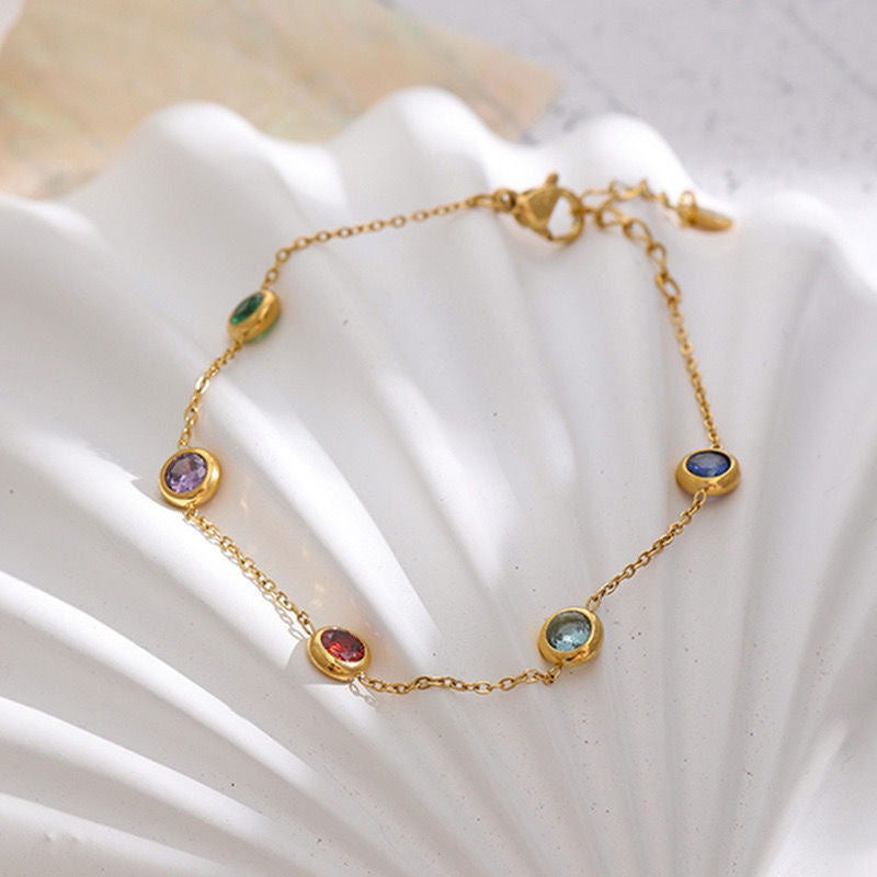 Pulseira com Brilhantes em Aço Inoxidável