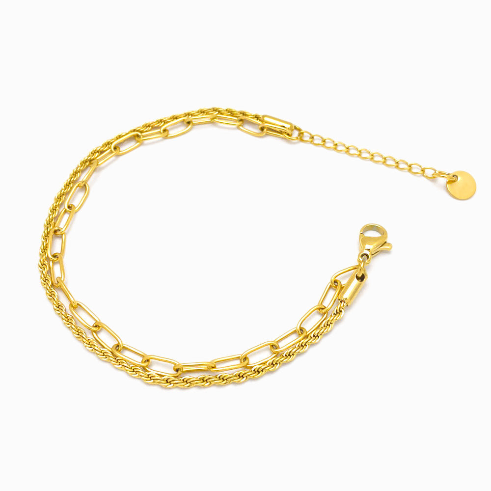 Pulseira Dupla em Aço Inoxidável