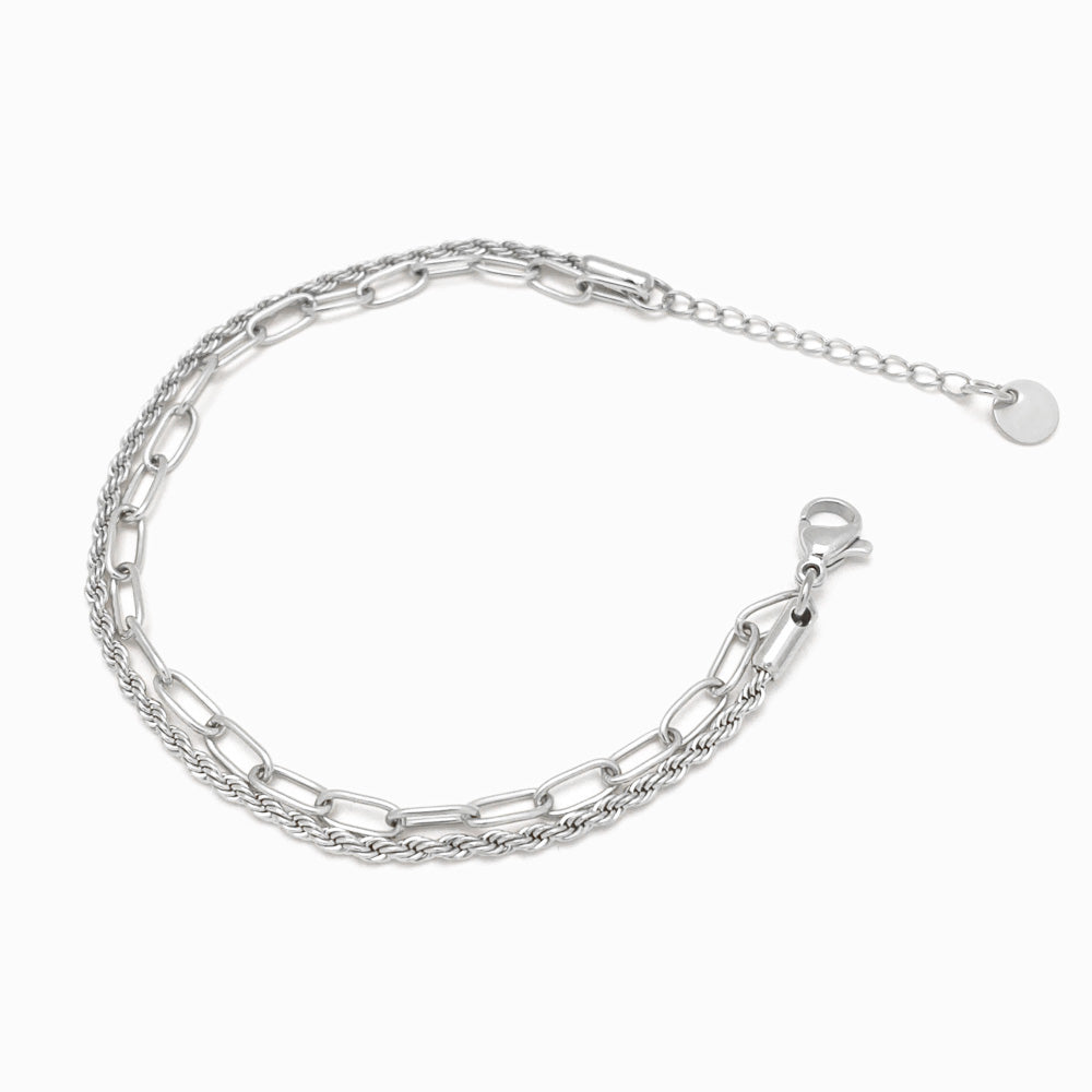 Pulseira Dupla em Aço Inoxidável