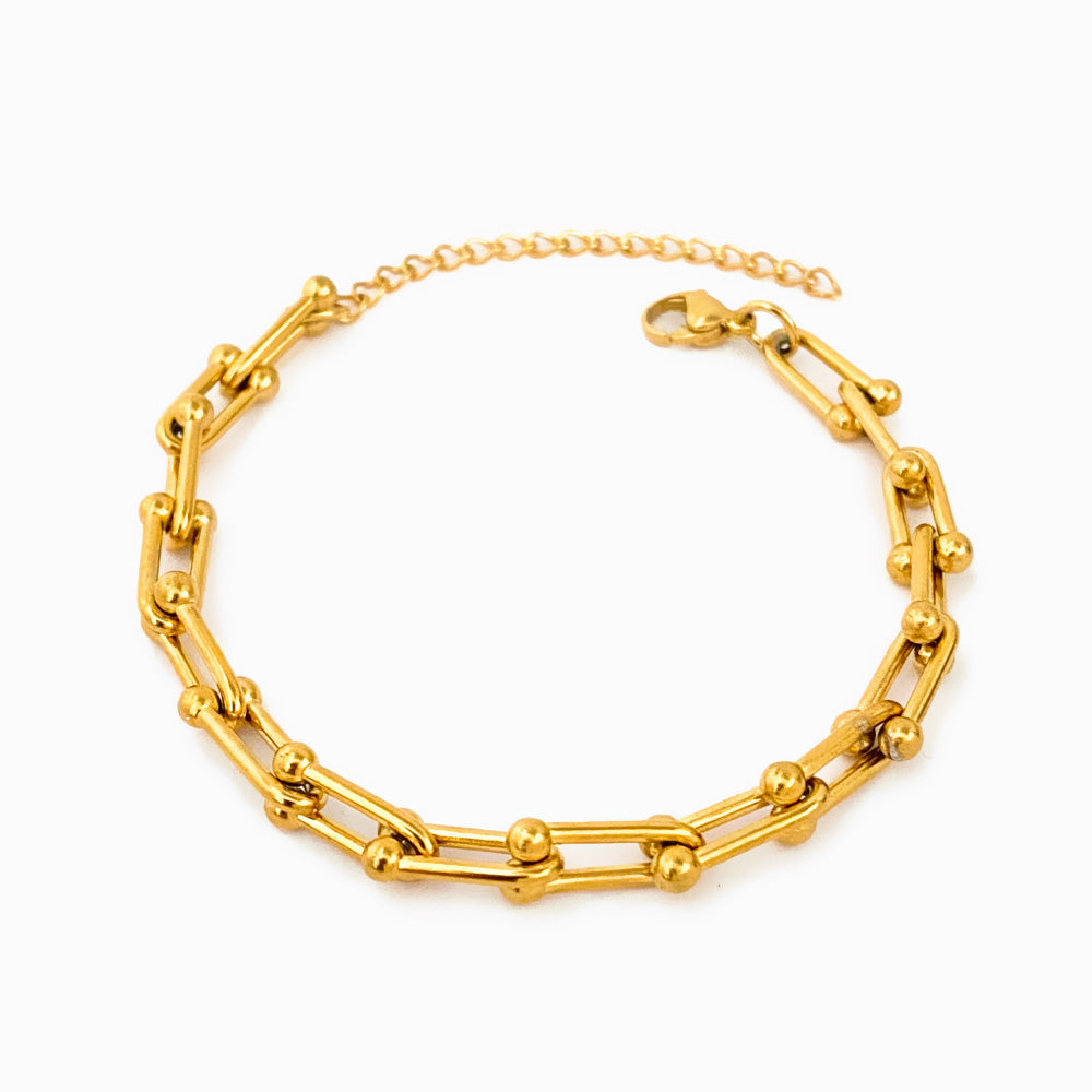 Pulseira de Pé Ferradura 7mm em Aço Inoxidável