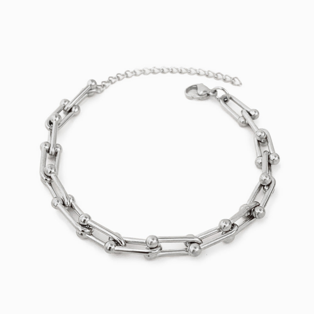 Pulseira de Pé Ferradura 7mm em Aço Inoxidável