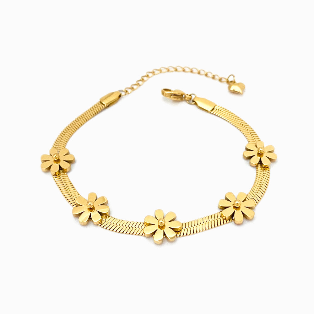 Pulseira Flor em Aço Inoxidável
