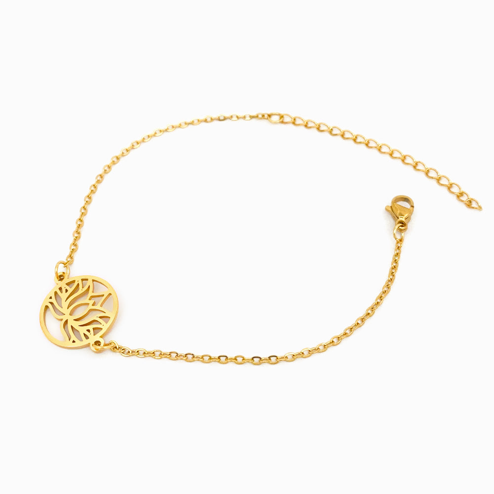 Pulseira Flor de Lótus - Aço Inoxidável