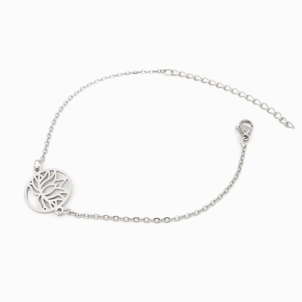 Pulseira Flor de Lótus - Aço Inoxidável
