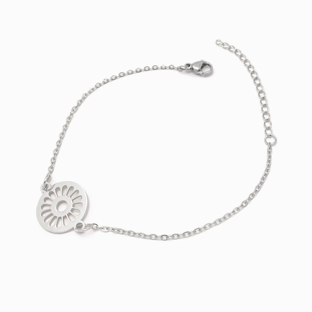 Pulseira Flor em Aço Inoxidável