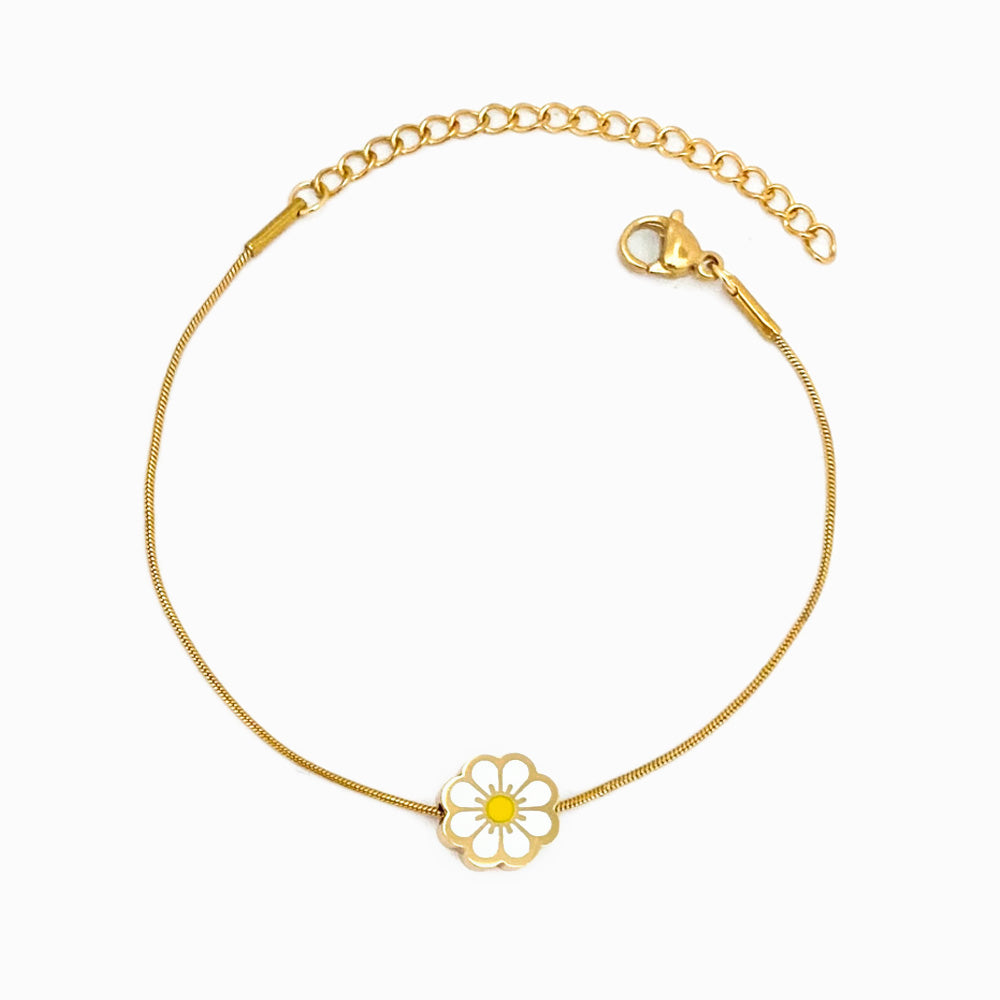 Pulseira Flor em Aço Inoxidável