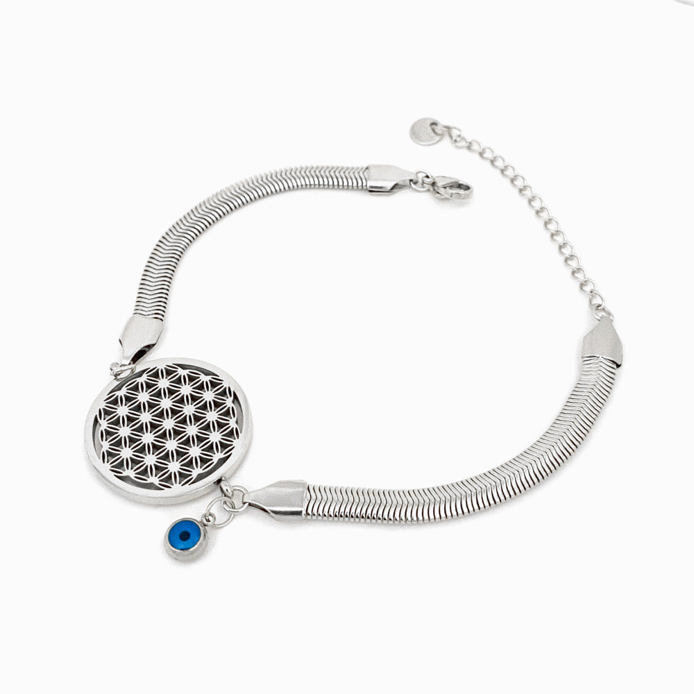 Pulseira Flor da Vida em Aço Inoxidável