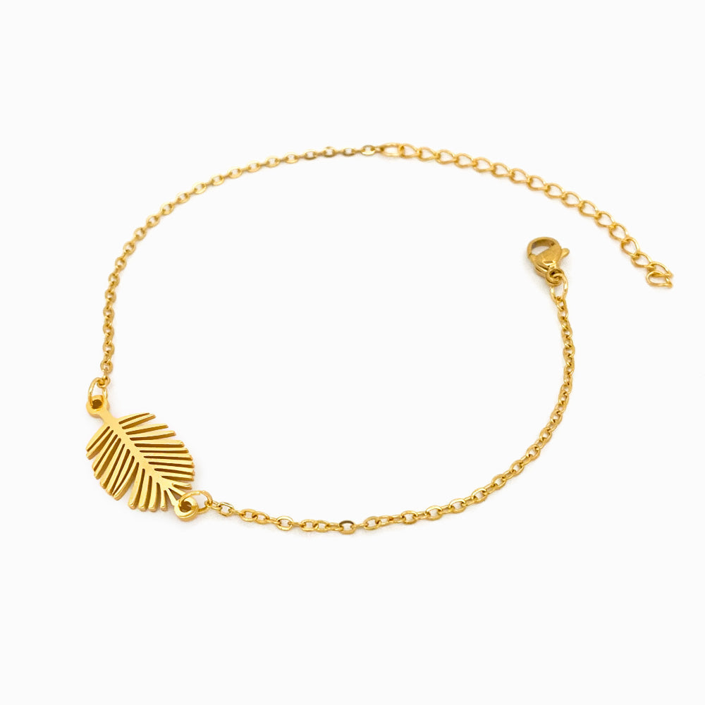 Pulseira Folha de Palmeira em Aço Inoxidável