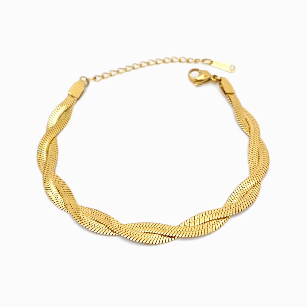 Pulseira Dupla Malha Snake em Aço Inoxidável