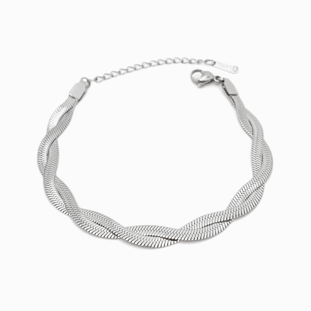 Pulseira Dupla Malha Snake em Aço Inoxidável