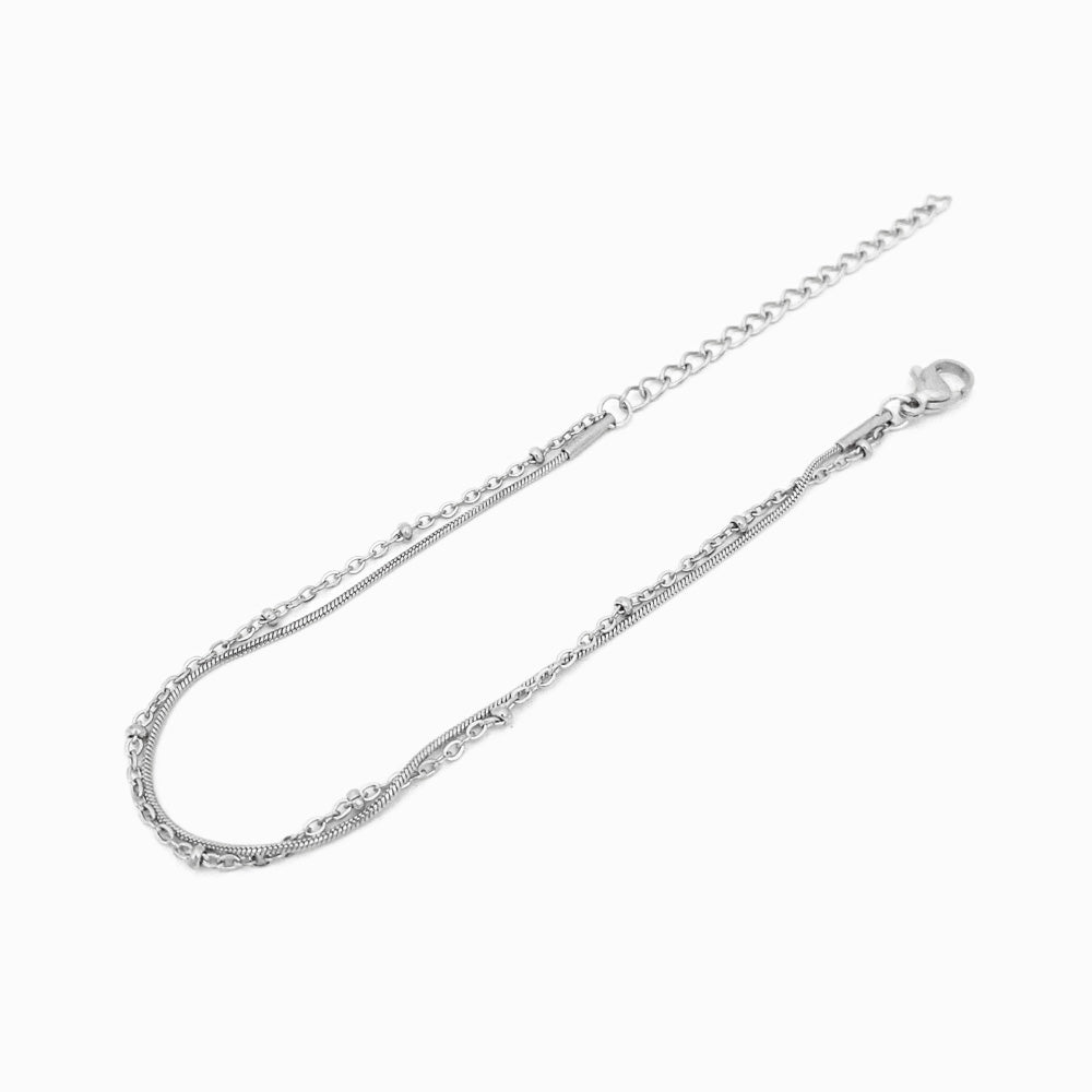 Pulseira Dupla em Aço Inoxidável