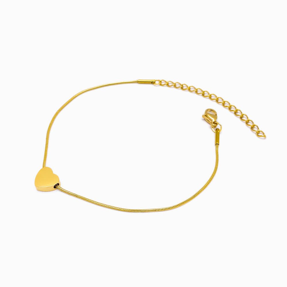 Pulseira Malha Snake com Coração em Aço Inoxidável