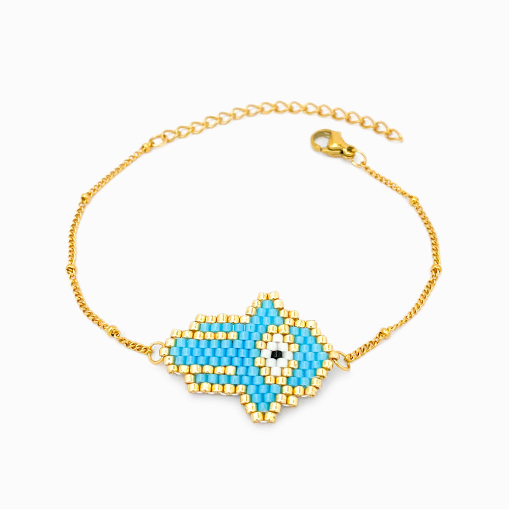 Pulseira Mão de Fátima Miyuki em Aço Inoxidável