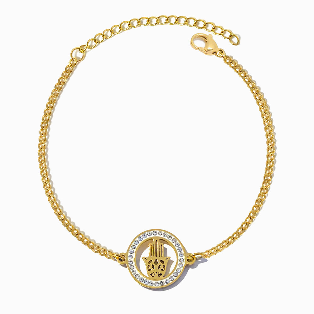 Pulseira Mão de Fátima em Aço Inoxidável