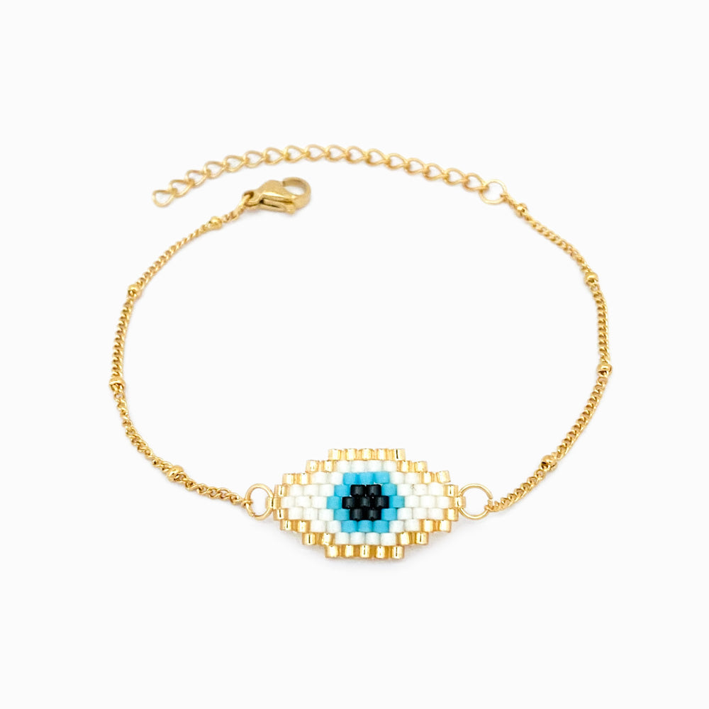 Pulseira Olho Turco Miyuki em Aço Inoxidável