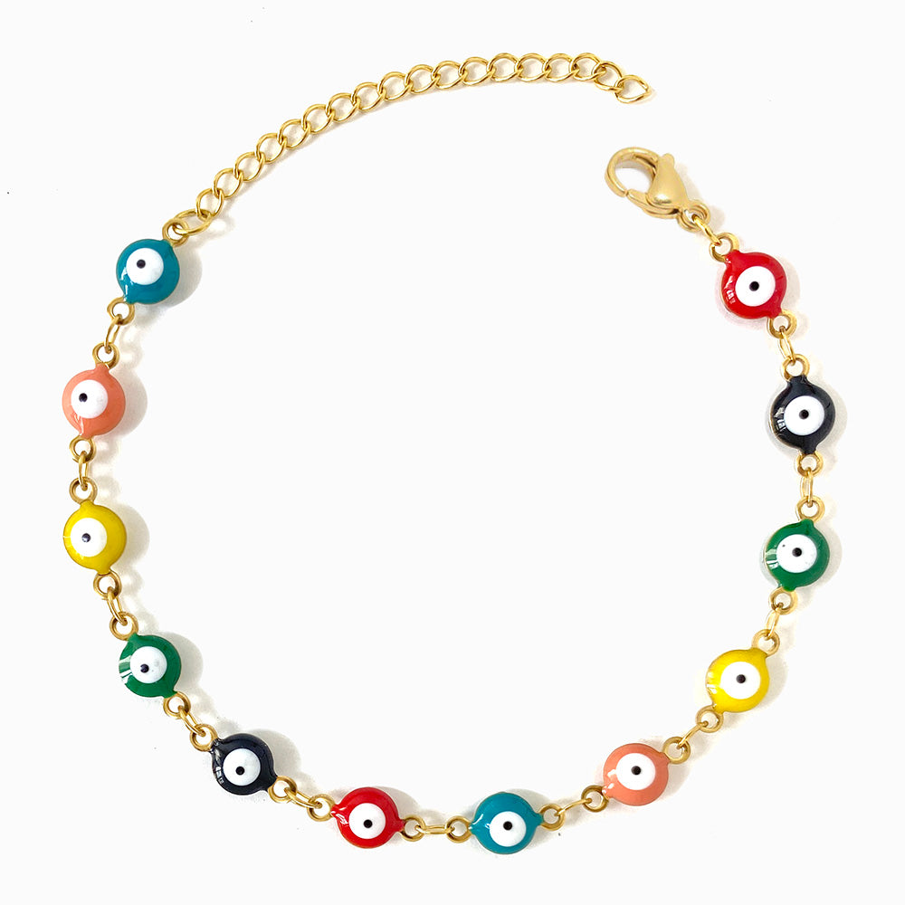 Pulseira Olho Turco 6mm em Aço Inoxidável
