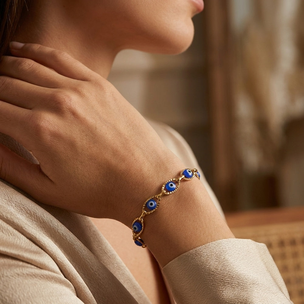 Pulseira Olho Turco em Aço Inoxidável