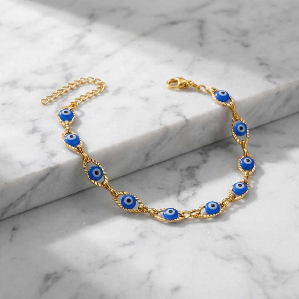 Pulseira Olho Turco em Aço Inoxidável
