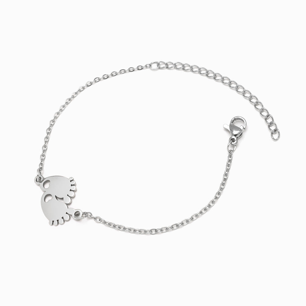 Pulseira Pegadas em Aço Inoxidável