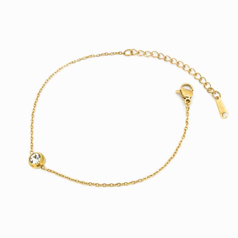 Pulseira com Brilhante em Aço Inoxidável