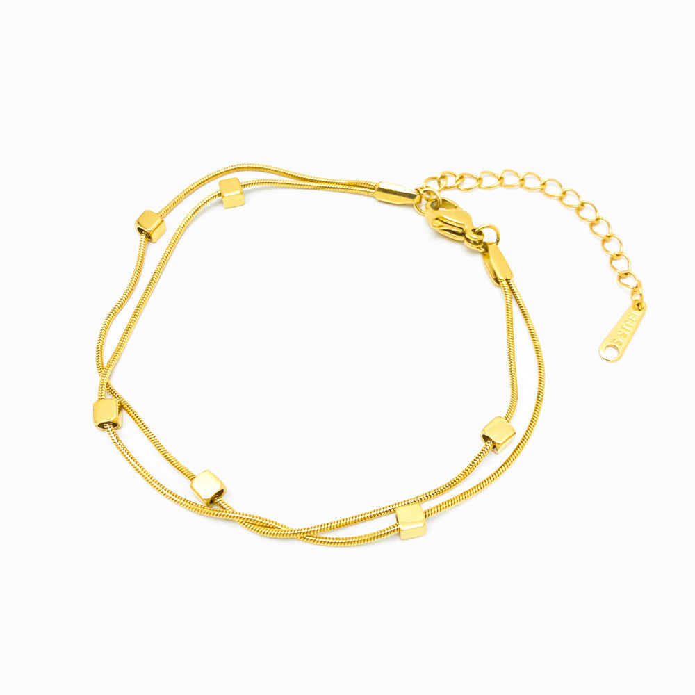 Pulseira Dupla em Aço Inoxidável