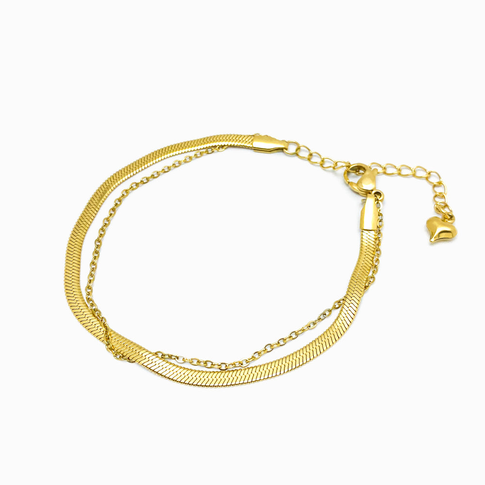 Pulseira Dupla em Aço Inoxidável