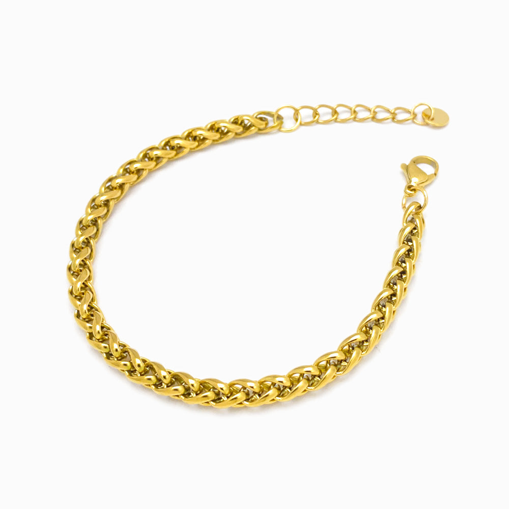 Pulseira Elo Entrelaçado 5mm em Aço Inoxidável