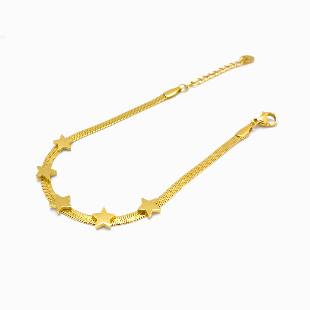 Pulseira Malha Snake com Estrela em Aço Inoxidável