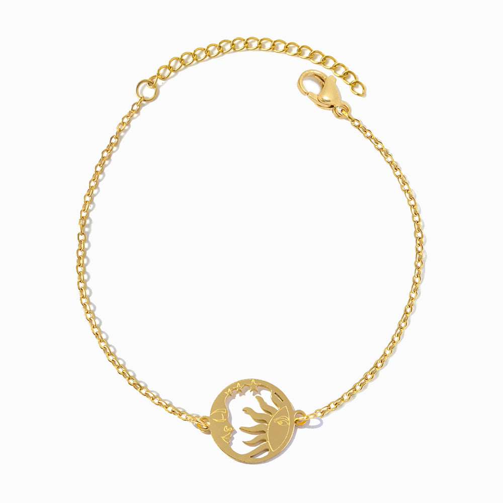 Pulseira Sol e Lua em Aço Inoxidável