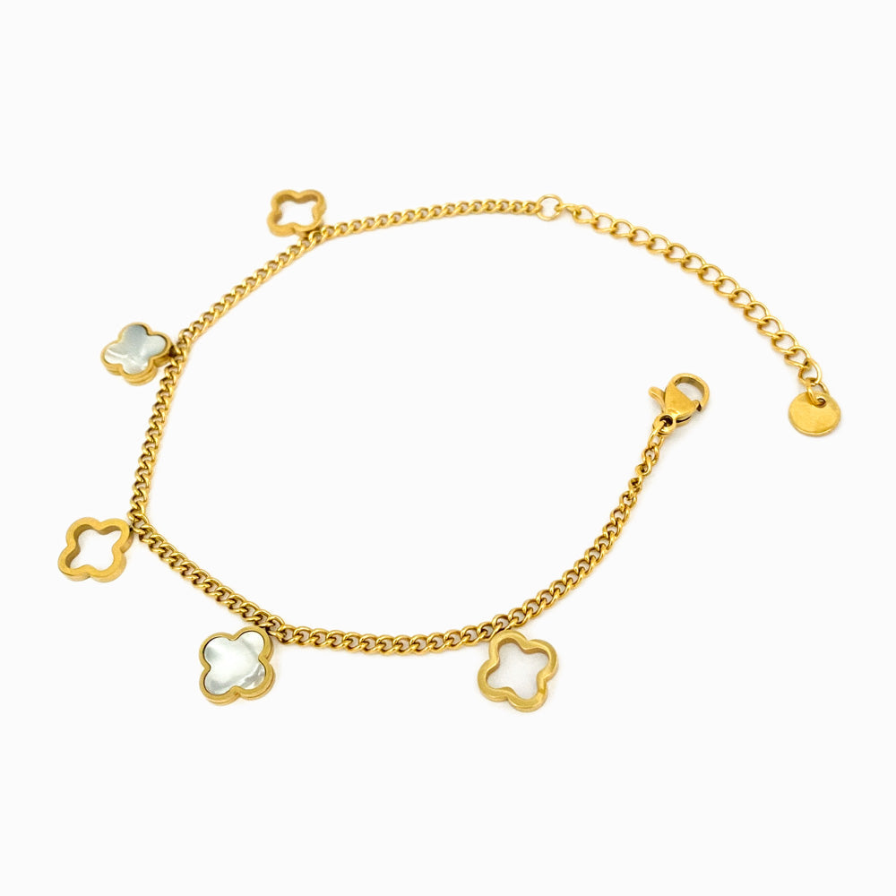Pulseira Trevo de Quatro Folhas em Aço Inoxidável