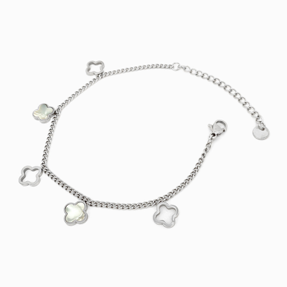 Pulseira Trevo de Quatro Folhas em Aço Inoxidável