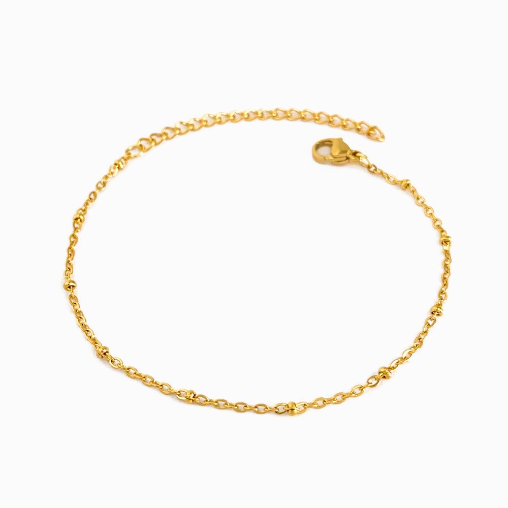 Pulseira de Pé com Bolinhas em Aço Inoxidável