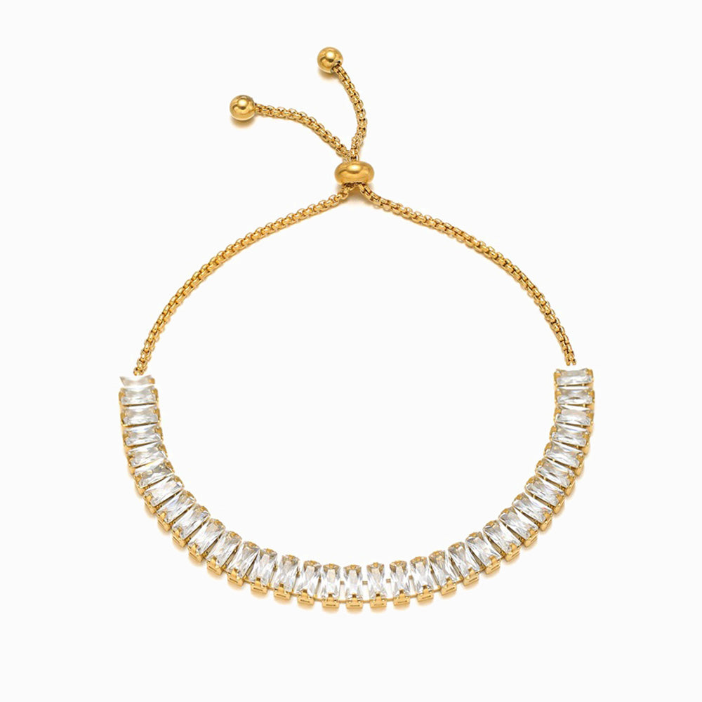 Pulseira com Brilhantes em Aço Inoxidável