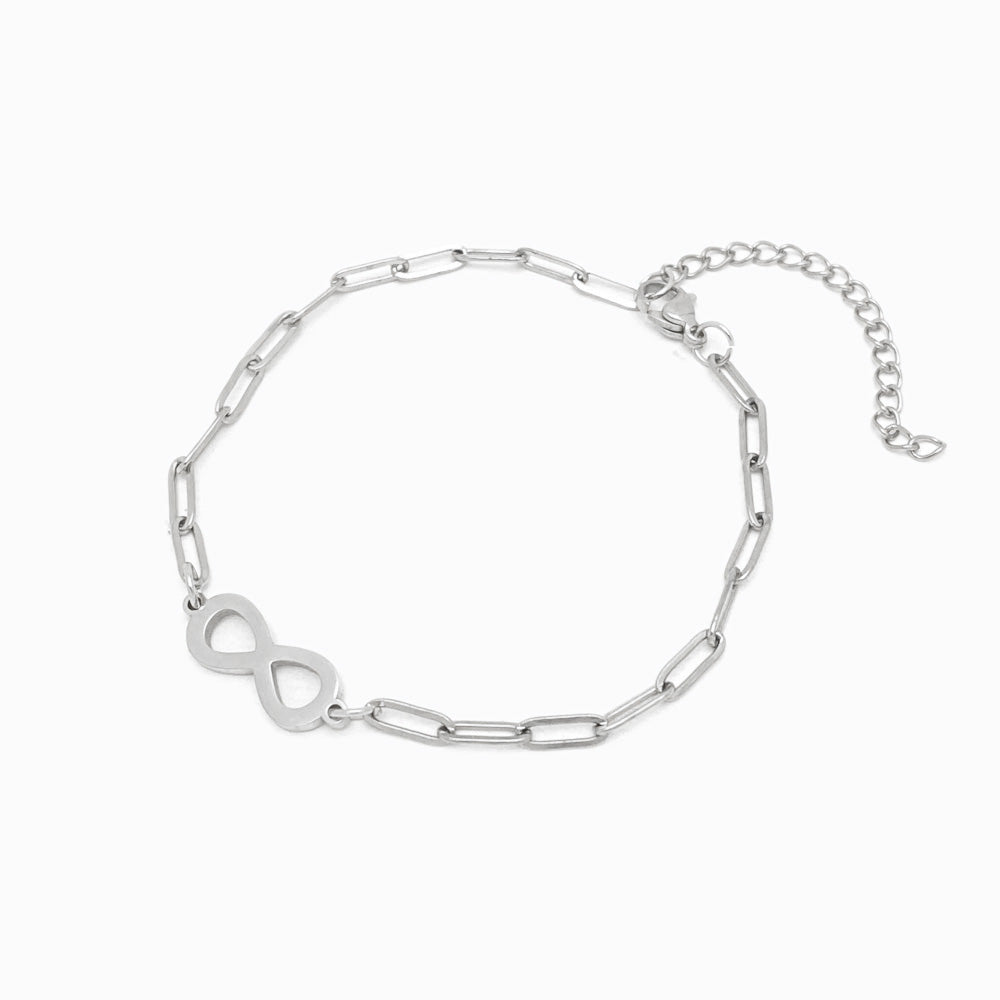 Pulseira de Pé com Símbolo do Infinito - Aço Inoxidável