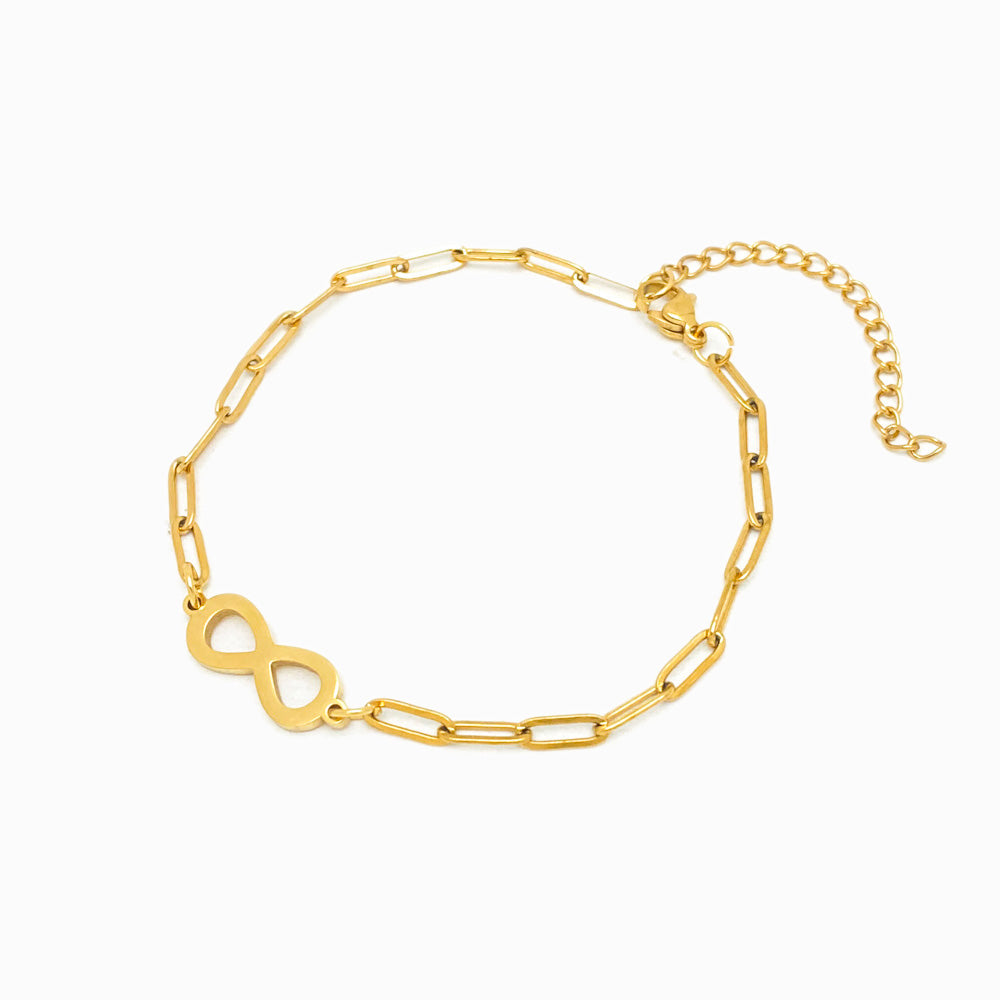 Pulseira de Pé com Símbolo do Infinito - Aço Inoxidável