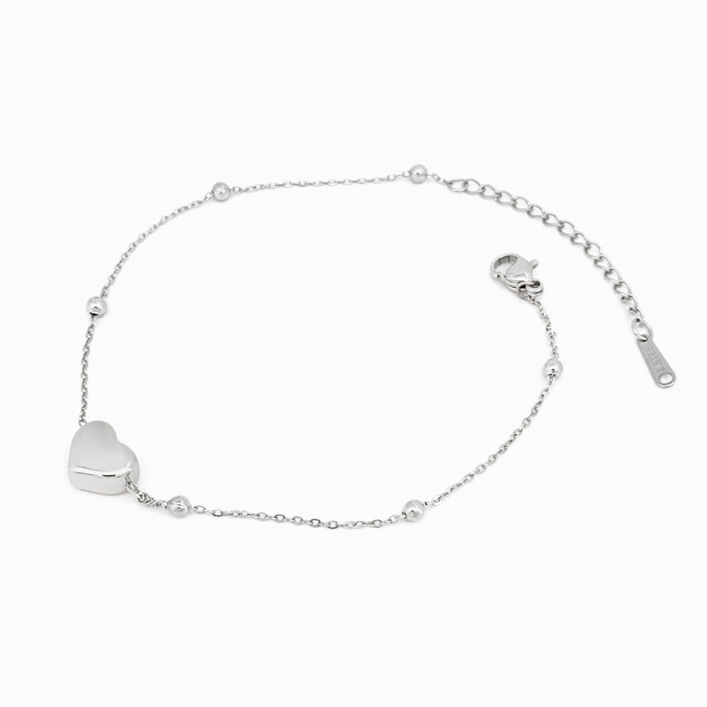 Pulseira de Pé Coração em Aço Inoxidável