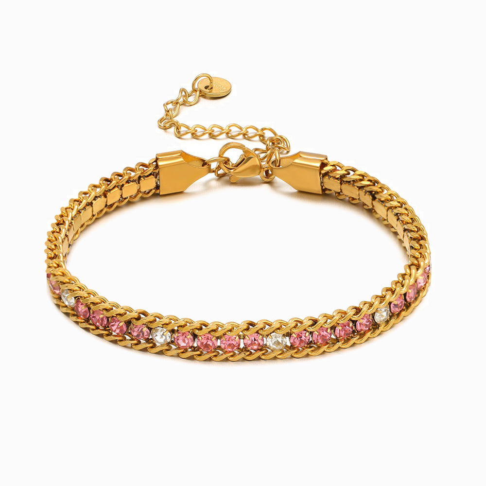 Pulseira com Brilhantes em Aço Inoxidável