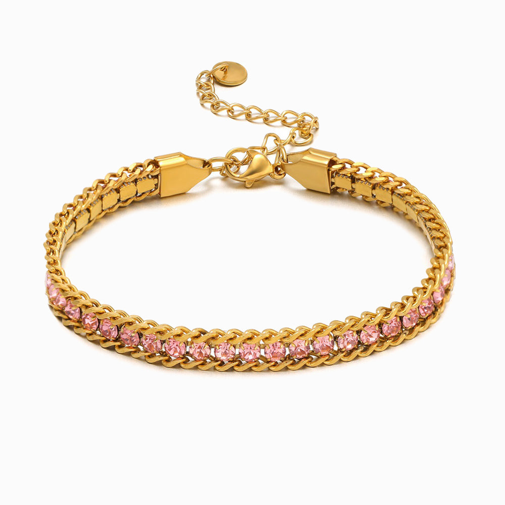 Pulseira com Brilhantes em Aço Inoxidável