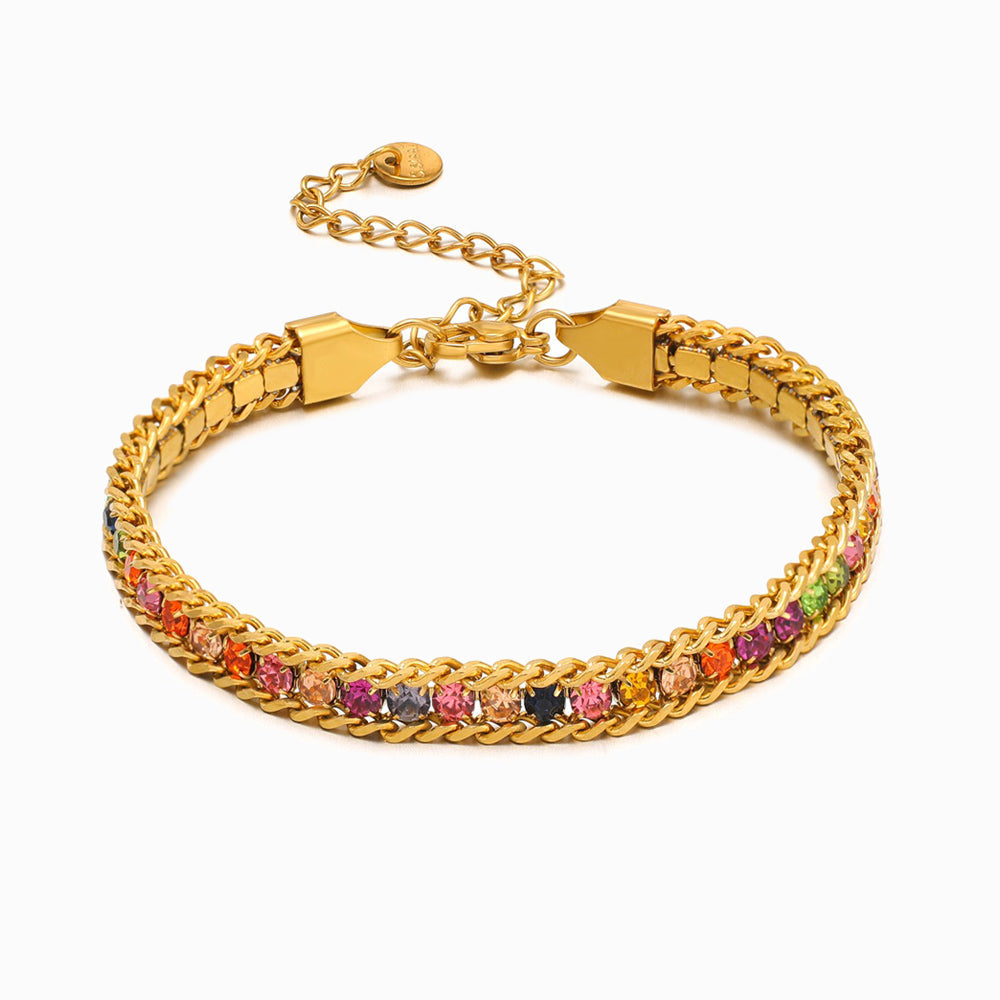 Pulseira com Brilhantes em Aço Inoxidável