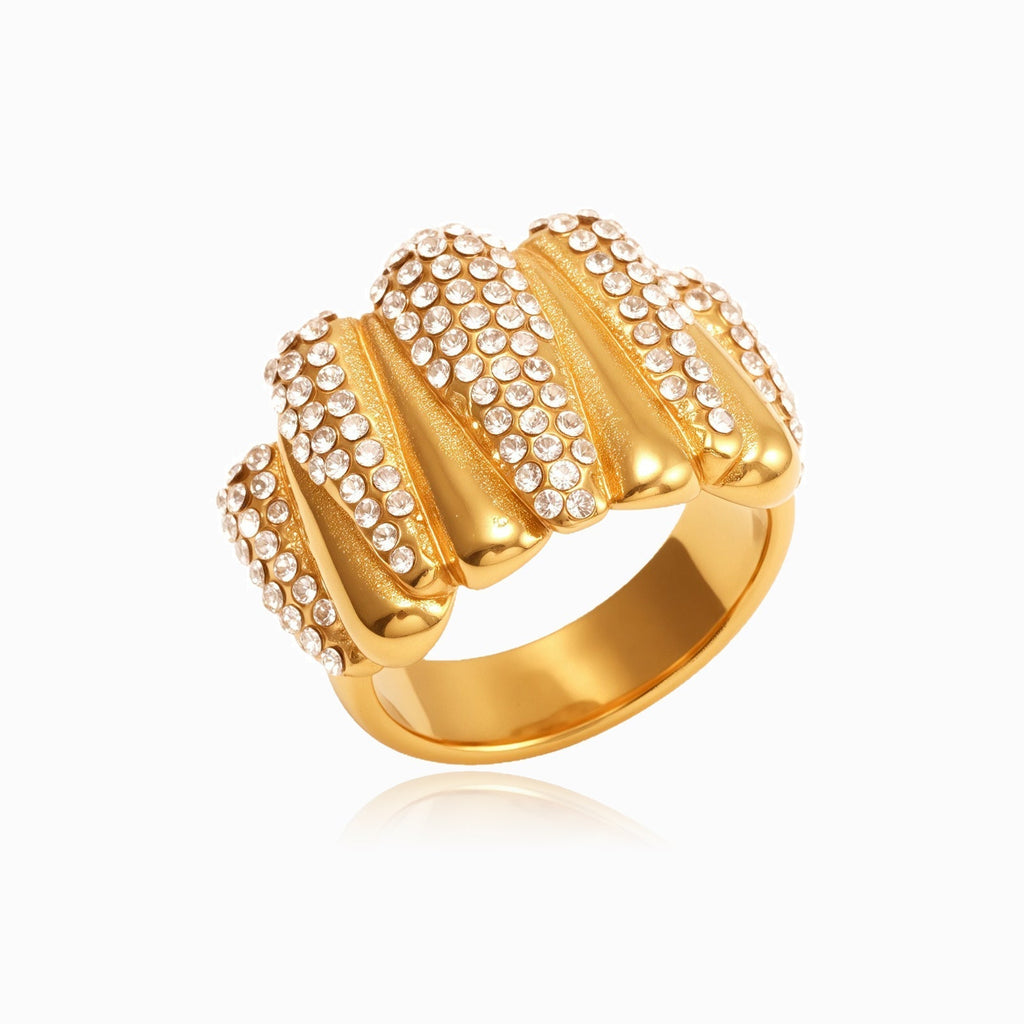 Anel Aço Inoxidável Statement com Strass 18mm