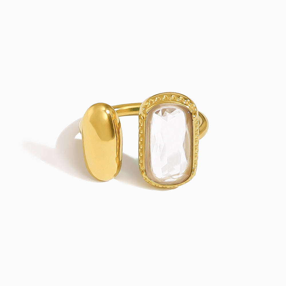 Anel Zircónia 18.5mm Aço Inoxidável Elegante
